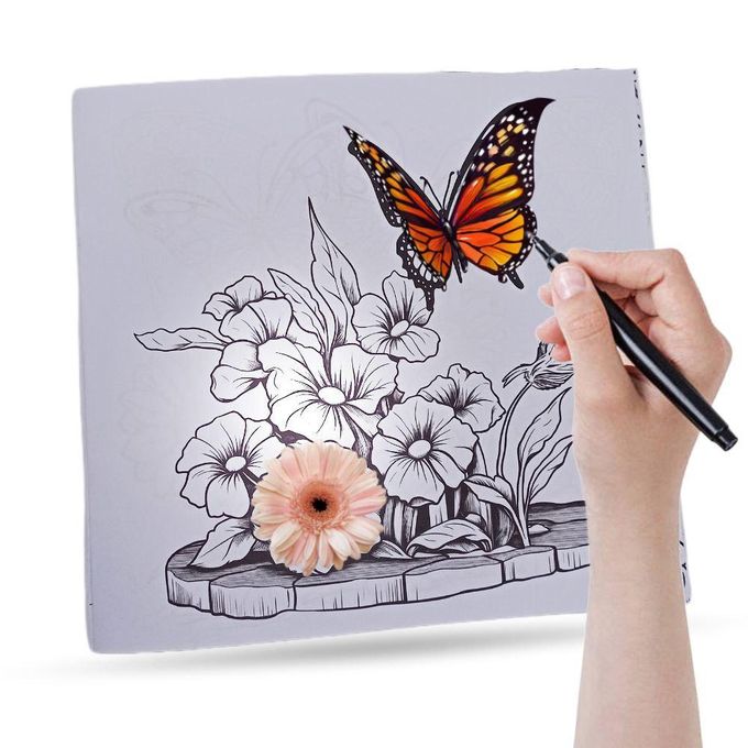 كتاب تلوين مانديلا للكبار والصغار، 24 رسمة فراشات